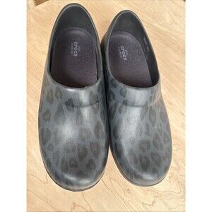 Crocs Womens Dual Comfort Clog Black/ Navy  Leopard Size 9 M Neria pro